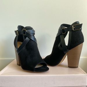 JUSTFAB- Roxii open-toe bootie